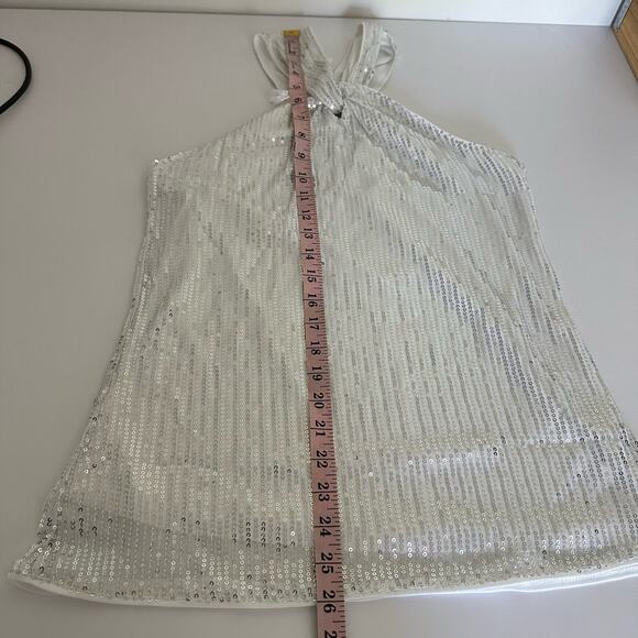 NEW GRACE KARIN Sequin Sparkle Tank Tops Halter Neck Knot Silver Size Small - Picture 12 of 14